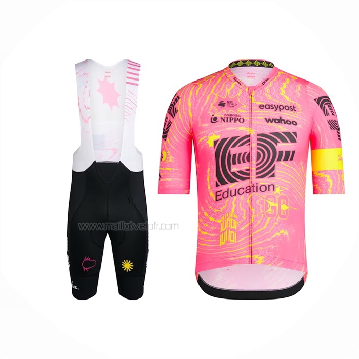 2024 Maillot Cyclisme EF Education Rose Manches Courtes Et Cuissard